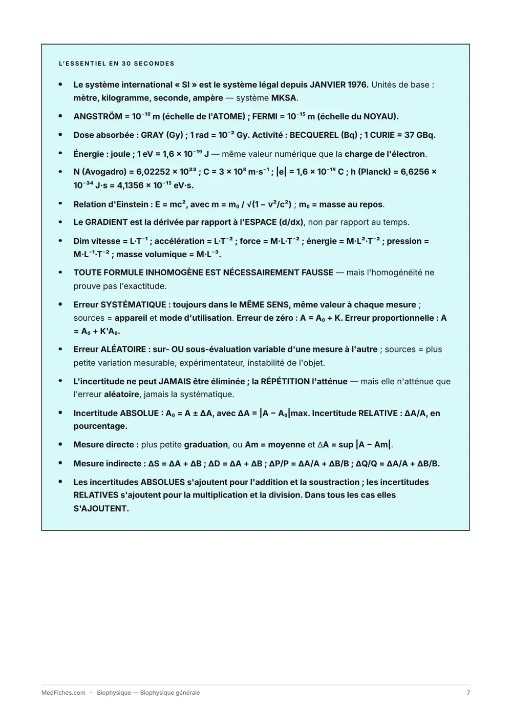 Biophysique, Biophysique générale, page 2