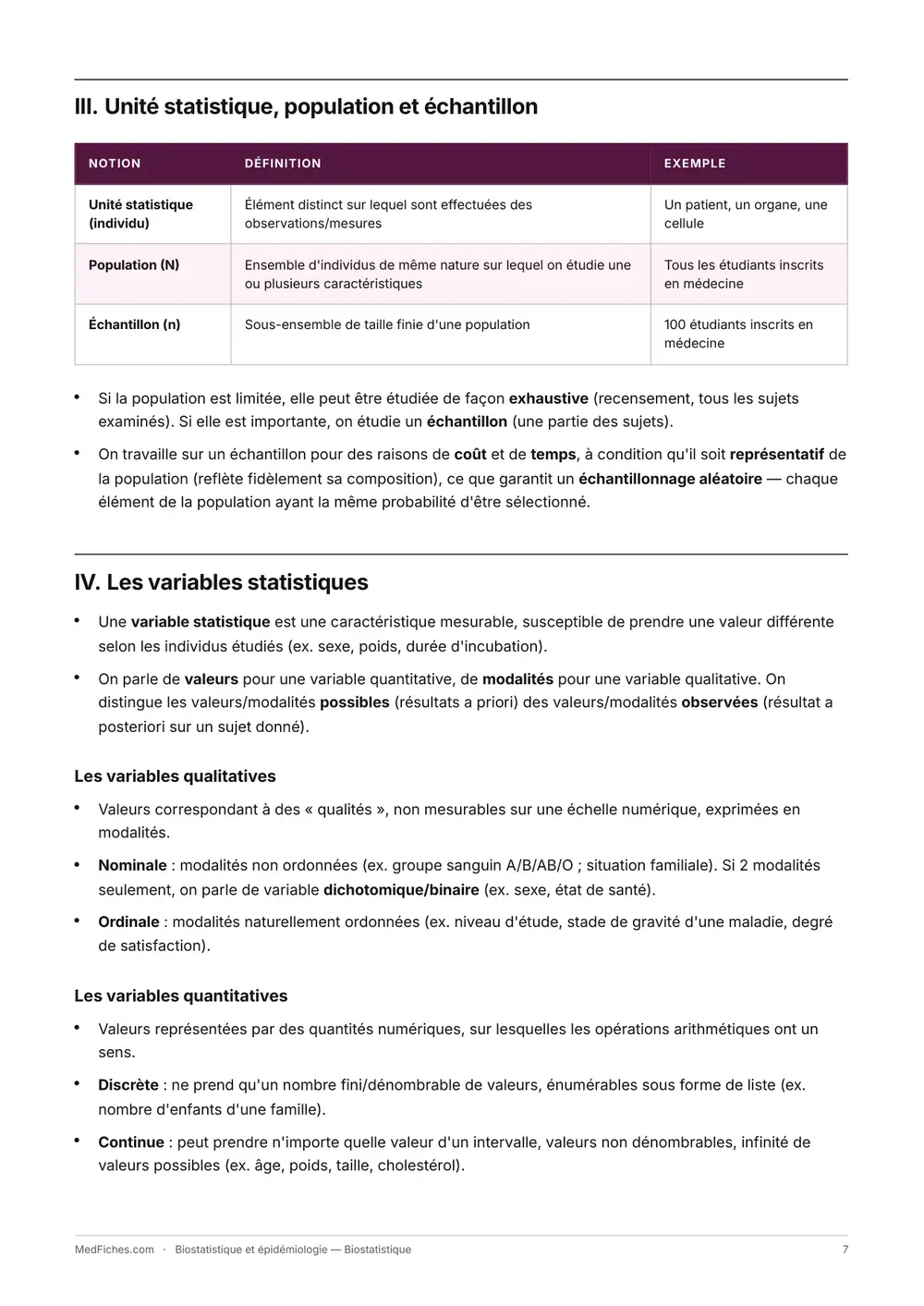 Biostatistique et épidémiologie, Biostatistique, page 3