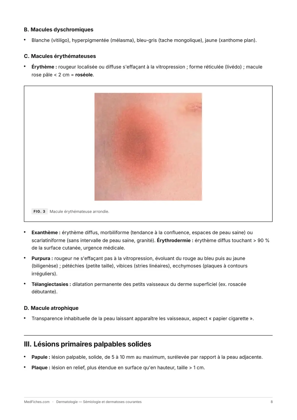 Dermatologie, Sémiologie et dermatoses courantes, page 4