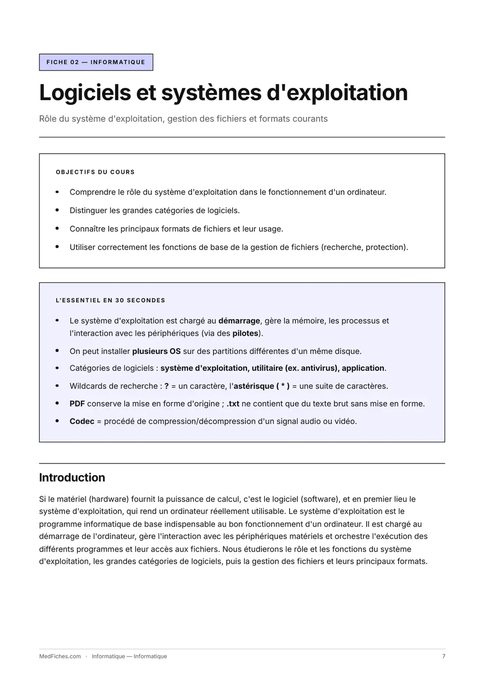 Informatique, Début du manuel, page 4