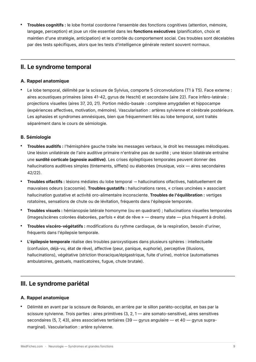 Neurologie, Syndromes et grandes fonctions, page 4