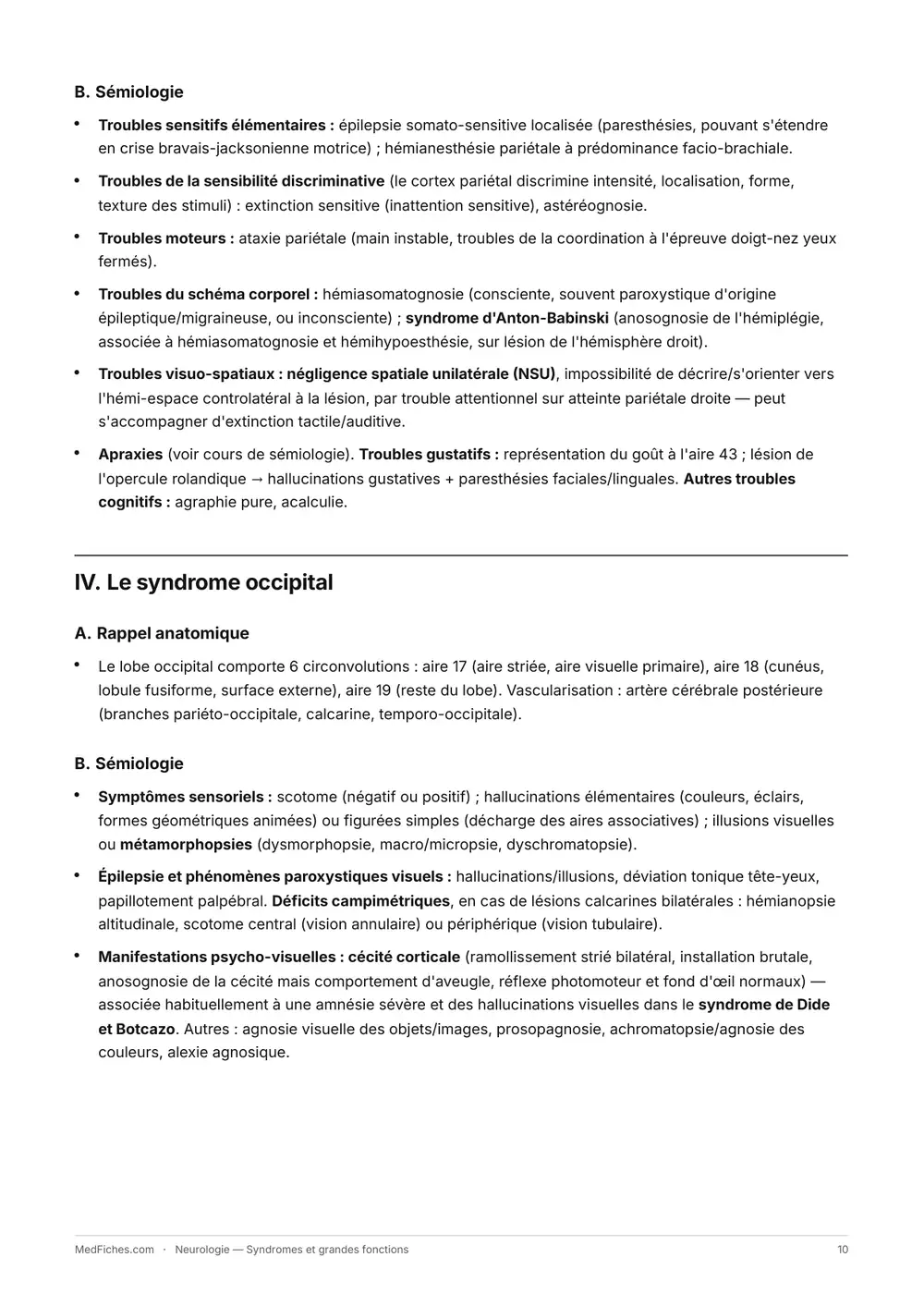 Neurologie, Syndromes et grandes fonctions, page 5