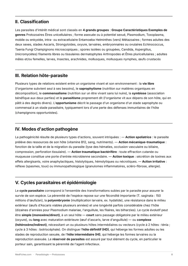 Parasitologie, Protozooses, page 3