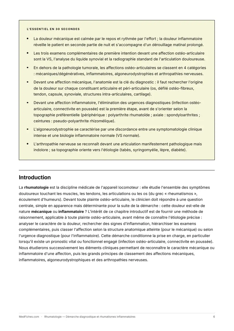 Rhumatologie, Démarche diagnostique et rhumatismes inflammatoires, page 2