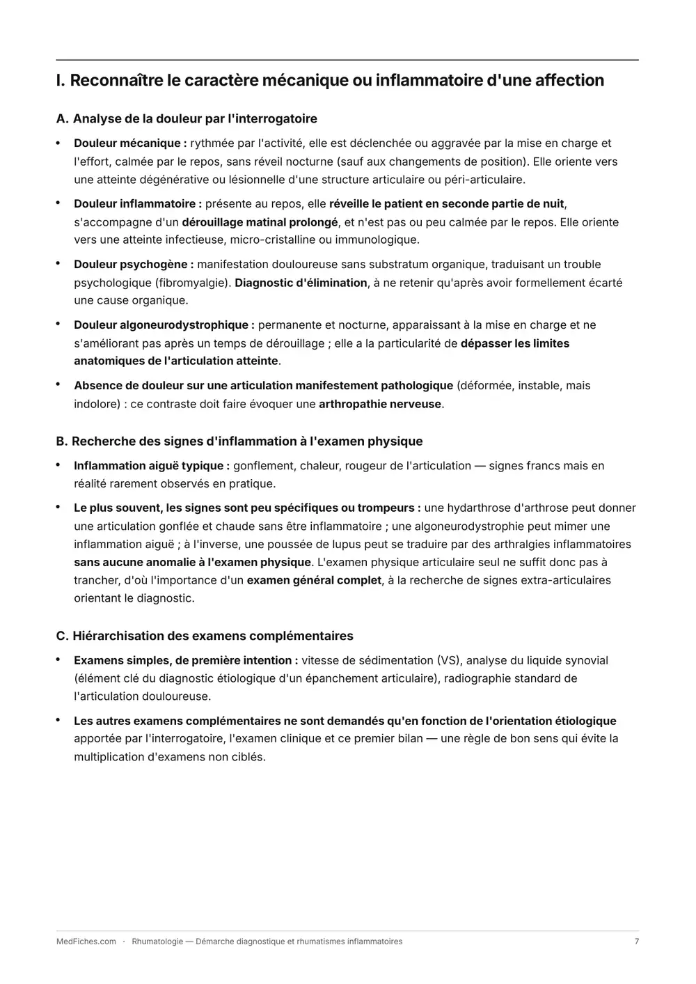Rhumatologie, Démarche diagnostique et rhumatismes inflammatoires, page 3